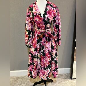Zara Floral Long Sleeve Dress with Belt